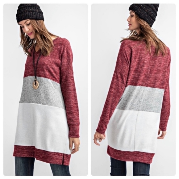 COLOR BLOCK TUNIC TOP - Picture 1 of 5